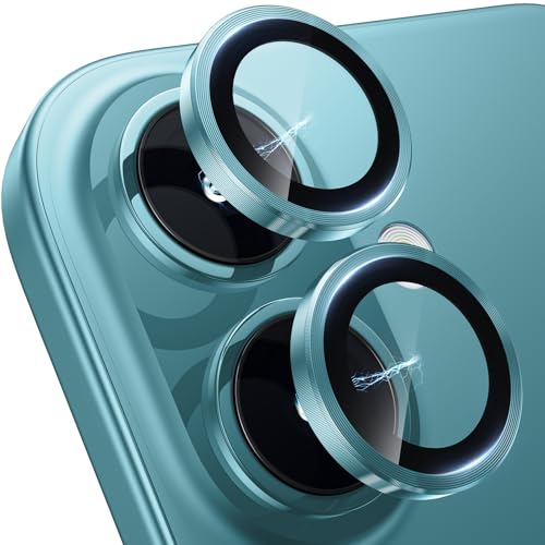 Hoerrye für iPhone 16 /iPhone 16 Plus Kameraschutz [Kratzfest, Stabil], Ultra-Klar 9H Härte Kamera Schutzfolie HD gehärtetes Metallglas Kamera Displayschutzfolie Filmzubehör Teal von Hoerrye
