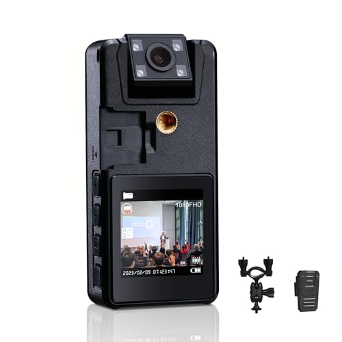 Hoestr 59GB Body Camera, 3000mAh Body Cam mit IR Nachtsicht, 1296P Camcorder Ideal für Zivilisten Wanderer Radfahrer von Hoestr