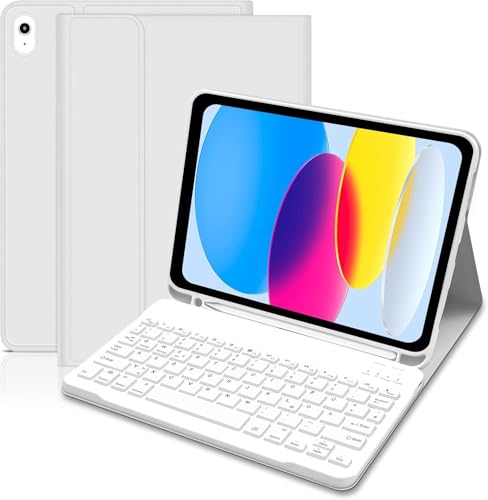Hofsos Hülle mit Tastatur für IPad 11/10 Generation (2025/2022, 11/10.9 Zoll) - QWERTZ Layout Keyboard, Abnehmbare Magnetische Schutzhülle Tastatur Hülle mit Pencil Halter für iPad 11./10. Gen, Grau von Hofsos