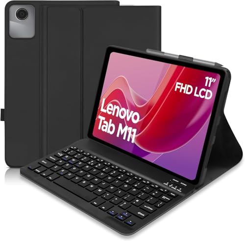 Hofsos Schutzhülle mit Tastatur für Lenovo Tab M11 2024, 27,9 cm (11 Zoll), Bluetooth, spanische Tastatur, mit Stifthalter für Lenovo Tab M11 Tablet, 27,9 cm (11 Zoll), Schwarz von Hofsos