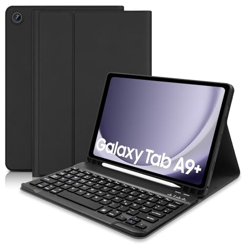 Hofsos Tastatur Hülle für Samsung Galaxy Tab A9+/ A9 Plus 2023 11 Zoll(SM-X210/X216/X218),Abnehmbar Tastatur Schutzhülle mit Pencil Halter(Deutsches QWERTZ) für Galaxy Tab A9 Plus,Schwarz von Hofsos