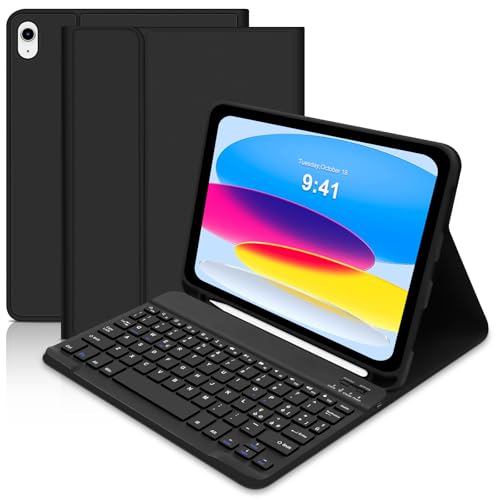 Hofsos Tastatur Hülle für iPad 10 Generation/(A16) 11 Generation (11/10,9 Zoll, 2025/2022), Italienische QWERTY Abnehmbare Bluetooth-Tastatur, Hülle mit Stifthalter für iPad 10a/11. Gen,Schwarz von Hofsos