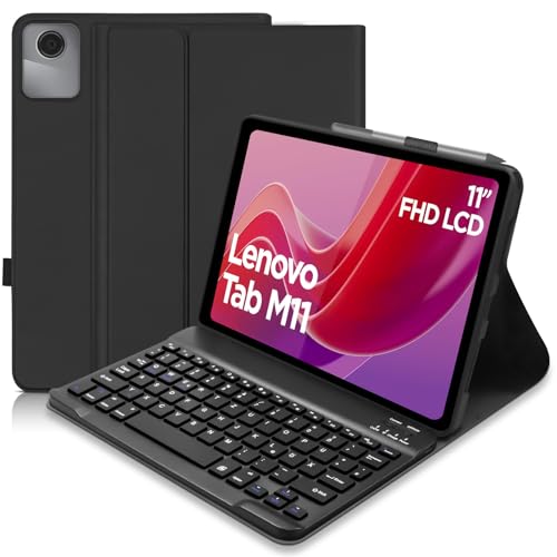 Hülle mit Tastatur für Lenovo Tab M11 (TB330/TB331) 11 Zoll - Schutzhülle mit Pen Halter Wireless Tastatur (Deutsches QWERTZ) Tastatur Hülle für Lenovo Tab M11 11 Zoll, Schwarz von Hofsos