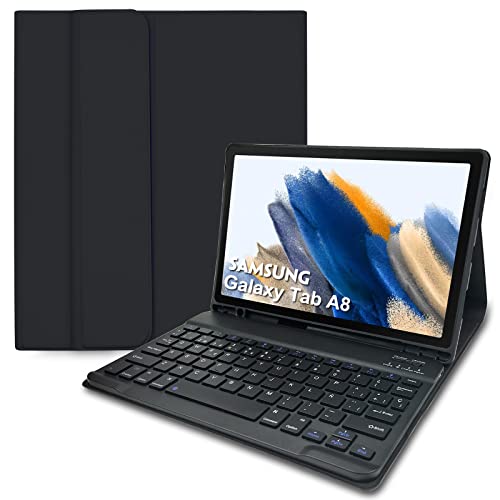 Schutzhülle mit spanischer Tastatur Ñ für Samsung Galaxy Tab A8 10,5 Zoll 2022 (SM-X200/X205/X207), Schutzhülle mit Eingabestift, spanische Bluetooth-Tastatur Eier von Hofsos