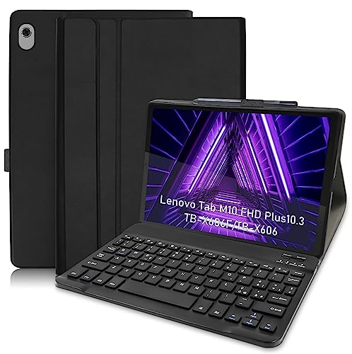 Tastatur mit Schutzhülle für Lenovo Tab M10 FHD Plus10.3 Zoll,Tab K10 10.3 (TB-X606F/TB-X606X), italienisches Layout, Tastaturhülle mit Ständer für Stift und abnehmbar, magnetisch, Bluetooth, Schwarz von Hofsos