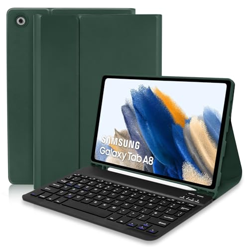 Tastaturhülle für Samsung Galaxy Tab A8 10,5 Zoll 2021 SM-X200/X205/X207 UK Layout, schlanke PU-Abdeckung mit magnetisch abnehmbarer kabelloser Bluetooth-Tastatur mit Hülle von Hofsos