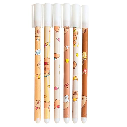 Hogvinnatil Löschbare Gelstifte, löschbare Stifte | Set von 6 Capybara -Muster bunte Gelstifte,Fade-resistent, Komfortgip mit Radiergummi, Briefpapier für Schulmaterial, Malerei, Malerei Hogvinnatil Löschbare Gelstifte, löschbare Stifte | Set von 6 Capybara -Muster bunte Gelstifte,Fade-resistent, Komfortgip mit Radiergummi, Briefpapier für Schulmaterial, Malerei, Malerei von Hogvinnatil