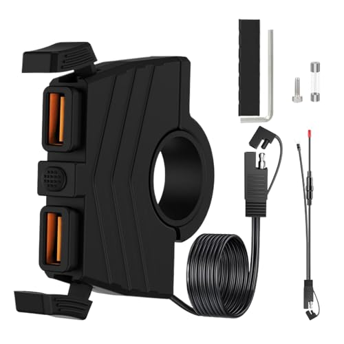 Hogvinnatil Motorrad USB -Anschluss, Motorrad -Telefonladegerät,Motorrad -Handy -Ladegerät | Wasserdichtes Adapter schnelles Laden 3.0 Auto Electronic Dogs -Lenkertankgabel von Hogvinnatil