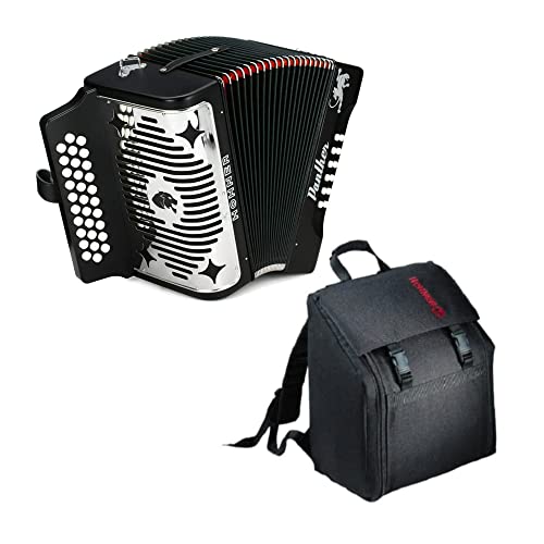 Hohner Accordions 3100FB Panther Diatonisches Akkordeon, 3-reihig, Tasten F/Bb/Eb, schwarzes Bündel mit Hohner AGB Gigbag (2 Stück) von Hohner Accordions