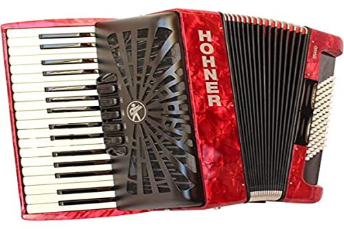 Hohner Bravo Line Facelift III Chromatisches Piano-Akkordeon mit Tasche 72 Bass rot von Hohner