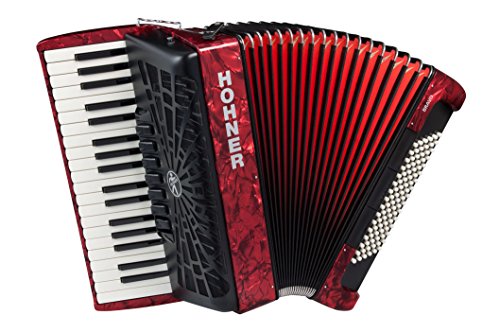 Hohner Bravo Line Facelift III Chromatisches Piano-Akkordeon mit Tasche 96 Bass rot von Hohner