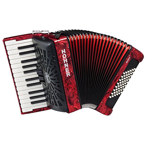 Hohner a16531s Bravo Line Facelift II 48 Bass Chromatische Piano Akkordeon mit Gigbag, rot von Hohner