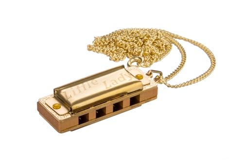 Hohner diatonische Mundharmonika LITTLE LADY GOLD PLATED WITH NECKLACE von Hohner