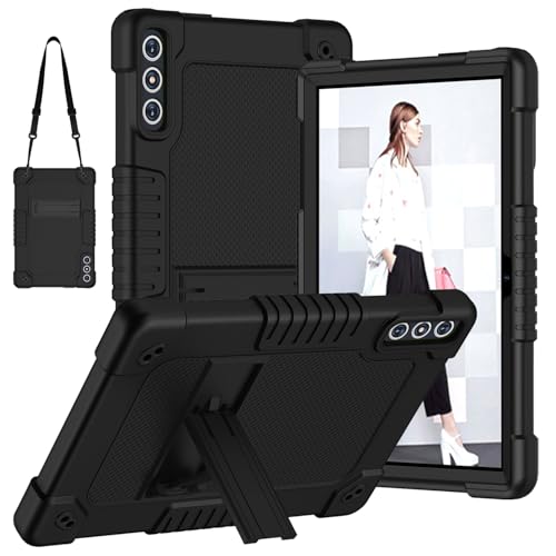 Hoibon KADYBE D106 Tablet-Hülle, für MEIZE D106 Tablet, stoßfest, robuste Kinderhülle mit Schultergurt, für KADYBE D106/MEIZE D106/VOZIZOV D106/FEONAL Android 14 10 Zoll Tablet (schwarz) von Hoibon
