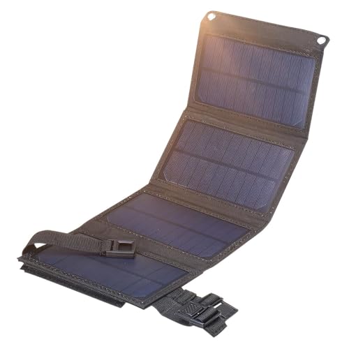 Hojalis 20W Solarpanel Faltbar, USB Solar Ladegerät, Wasserdicht, Monokristallines Solarpanel, Tragbares Solarladegerät für Camping Wandern mit Karabiner Solarladegerät (Schwarz) von Hojalis