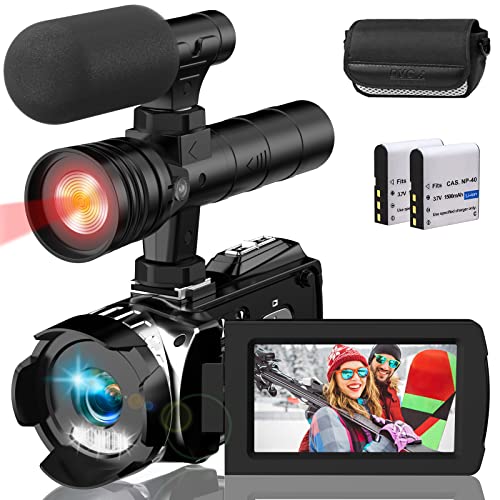 Hojocojo 4K Videokamera Camcorder UHD 48MP IR Nachtversion Vlogging Kamera,60 FPS 24X Digital Zoom 3" LCD-Bildschirm YouTube Camera mit Mikrofon,2 Batterien von Hojocojo