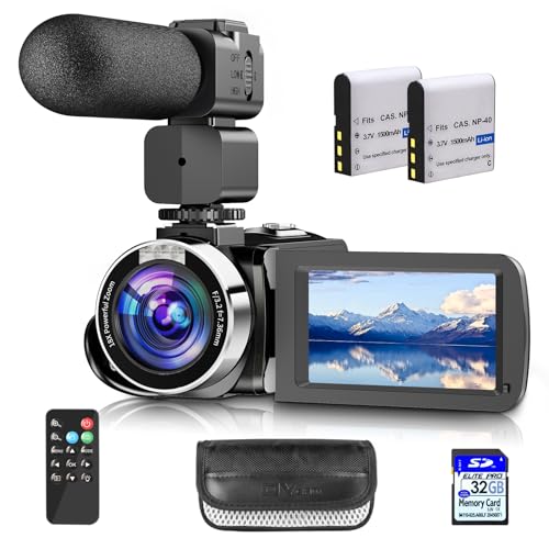 Hojocojo Videokamera 4K 42MP Camcorder 18X Digital Zoom Kamera Recorder für YouTube 3.0 Zoll LCD Bildschirm Vlogging Kamera mit 2 Batterien, SD-Karte, LED-Fülllicht, Fernbedienung von Hojocojo