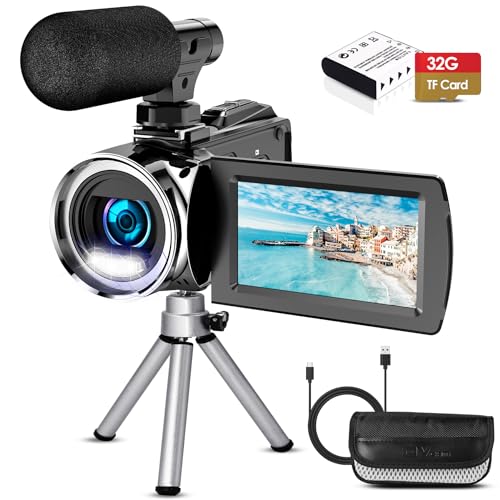 Hojocojo Videokamera Camcorder, 4K 48MP 30FPS Video Recorder, 18X Digital Zoom Kamera Recorder 3 Zoll IPS Bildschirm Vlogging Kamera für YouTube mit Stativ, Batterien, 32GB SD Karte Hojocojo Videokamera Camcorder, 4K 48MP 30FPS Video Recorder, 18X Digital Zoom Kamera Recorder 3 Zoll IPS Bildschirm Vlogging Kamera für YouTube mit Stativ, Batterien, 32GB SD Karte von Hojocojo