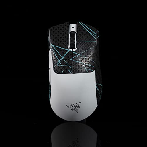 BTL Maus-Griffband für Razer Deathadder V3 Pro Professionelles rutschfestes, stoßfestes, schweißresistent, schwarz/blau, 0,4 mm von Hokeyio