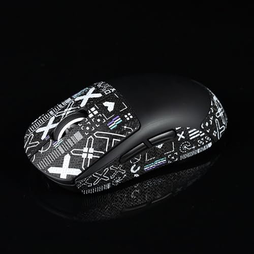 Hokeyio Mausgriffe für Logitech G Pro X, superleicht, rutschfest, saugen Schweiß, vorgeschnitten, ohne Maus, Printstream, Schwarz / Weiß, 0,5 mm, (AA0159-yinhuaheibai0.5mm) von Hokeyio