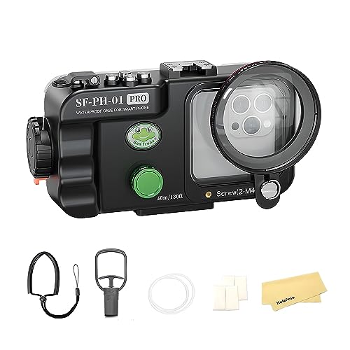 Seafrogs Sf-Ph-01 Pro Professional Diving Phone Case [40 M/130 Fuß] Wasserdichtes Gehäuse Für Andriod-Handy Und Iphone, Objektivfenstergröße 68 Mmx68Mm von HolaFoto