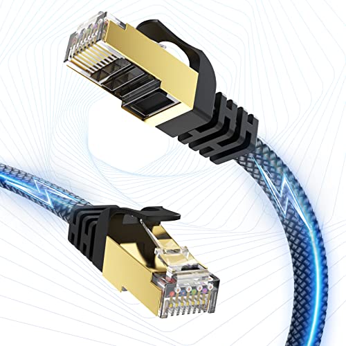 Holabuy Cat 8 Ethernet-Kabel, Gigabit High Speed Cat8 Netzwerkkabel 40 Gbit/s/2000 Mhz RJ46-Anschluss Ethernetkabel mit vergoldetem SFTP-LAN-Kabel für Gaming/Ethernet-Switch/Modem/Router/Xbox (5M) von Holabuy