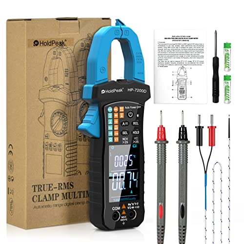 Stromzange AC/DC, 0 – 400 A, professionelles Multimeter, TRMS 6000 Zählungen, Voltmeter Messung Strom/Spannung/Dioden/Temperatur/Widerstand/Frequenz/Kapazität/automatischer Bereich von HoldPeak