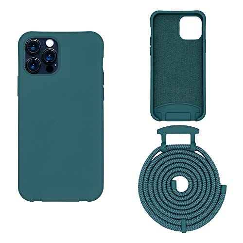 HoldingIT Crossbody Handyhülle mit Abnehmbarem Umhängeband Kompatibel mit iPhone 12 Pro Max, 2 in 1 Hands Free iPhone Cover mit Fallschutz, Verstellbares Seil Grün von HoldingIT