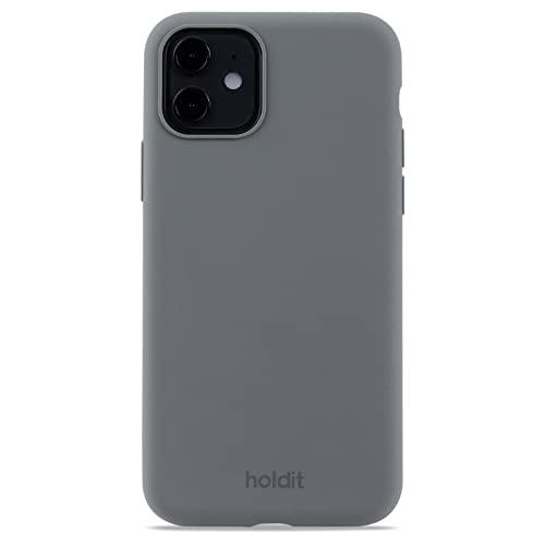 Holdit Silikonhülle iPhone 11/Xr (6,1”) - 0,8mm Ultra dünn Handyhülle Silikon - Trendy Slim Silicone case mit Voller Schutz (erhöhte Kante für Kameraschutz) - Space Gray von Holdit