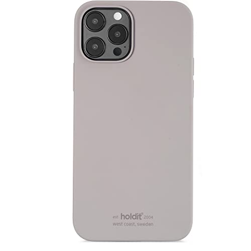 holdit Silikonhülle iPhone 12/12 Pro (6,1”) - 0,8mm Ultra dünn Handyhülle Silikon - Trendy Slim Silicone case mit Voller Schutz (erhöhte Kante für Kameraschutz) - Taupe von holdit