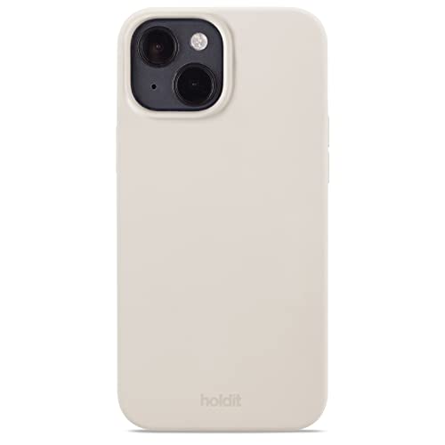 holdit Silikonhülle iPhone 14/13-0,8mm Ultra dünn Handyhülle Silikon - Trendy Slim Silicone case mit Voller Schutz (erhöhte Kante für Kameraschutz) - Light Beige von holdit