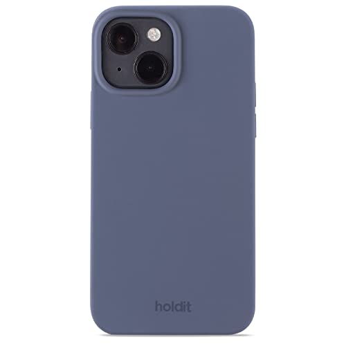 Holdit Silikonhülle iPhone 14/13-0,8mm Ultra dünn Handyhülle Silikon - Trendy Slim Silicone case mit Voller Schutz (erhöhte Kante für Kameraschutz) - Pacific Blue von Holdit