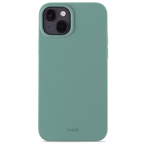 holdit Silikonhülle iPhone 14 Plus - 0,8mm Ultra dünn Handyhülle Silikon - Trendy Slim Silicone case mit Voller Schutz (erhöhte Kante für Kameraschutz) - Moss Green von holdit