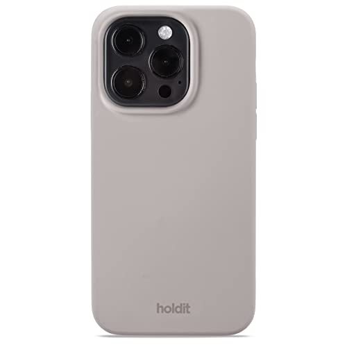 holdit Silikonhülle iPhone 14 Pro - 0,8mm Ultra dünn Handyhülle Silikon - Trendy Slim Silicone case mit Voller Schutz (erhöhte Kante für Kameraschutz) - Taupe von holdit