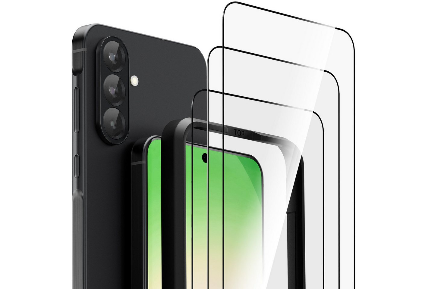 Holeohon Schutzfolie Schutzfolie Panzerglas Kompatibel mit, (Samsung Galaxy A56/ Samsung Galaxy A36, 3 Schutzglas + 1 Montagerahmen, 9H Härte Panzerfolie, HD Displayschutz), Ultra-klar, Anti-Fingerprint. von Holeohon