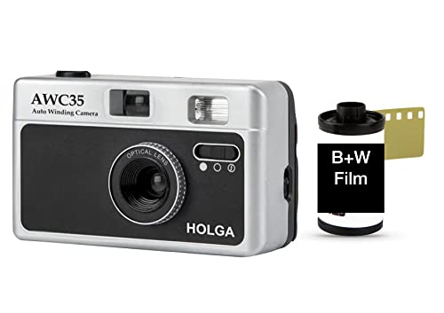 Holga 35mm Kleinbild Automatik Motor Kamera Point and Shoot Set Black + White Film von Holga