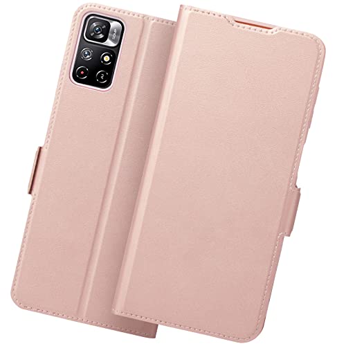 Holidi Xiaomi Poco M4 Pro 5G Hülle, Xiaomi Poco M4 Pro 5G Handyhülle, [ Nicht für Xiaomi Poco M4 Pro 4G (6,43") ], Schutzhülle Klapphülle Tasche Handytasche Klappbar Cover. Rosegold von Holidi