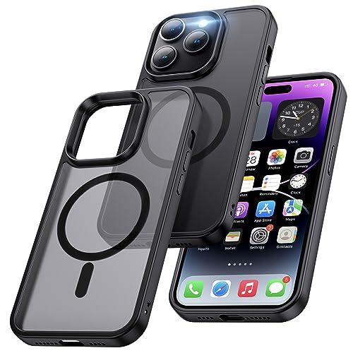 Holidi für iPhone 14 Pro Hülle [Kompatibel mit MagSafe], Magnetisch Handyhülle für iPhone 14 Pro Hülle Case, Stoßfest Schutzhülle [Militärschutz] Hülle Apple iPhone 14 Pro Cover. Matte Schwarz von Holidi