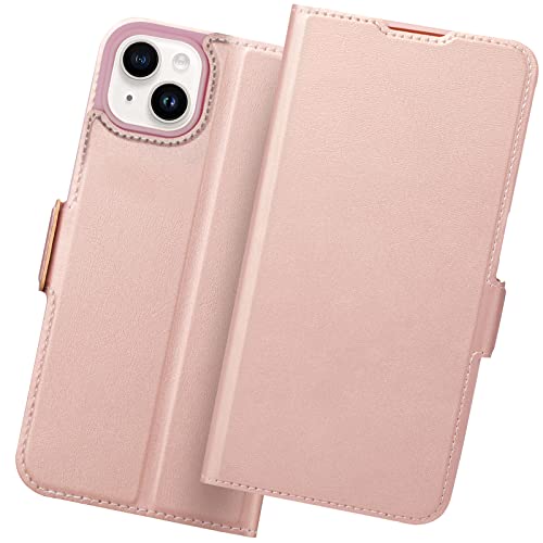 Holidi iPhone 14 Plus Hülle, Handyhülle iPhone 14 Plus Klapphülle, [Premium PU Leder] [Kartenfach] [Magnetverschluss] Flip Tasche Schutzhülle Klappbar Kompatibel mit iPhone 14 Plus. Rosegold von Holidi