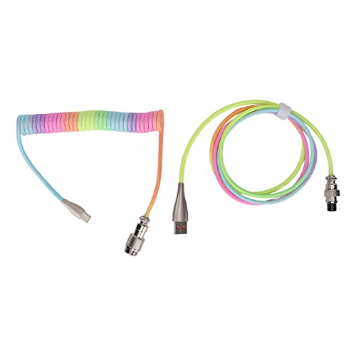 Holigie Gaming -Tastatur -Spulenkabel, Gradientenfarbe RGB Luminous Custom Mechanical Keyboard Retractable USB C Coiled Spring Kabel für Gaming -Tastatur (Typ 1) von Holigie