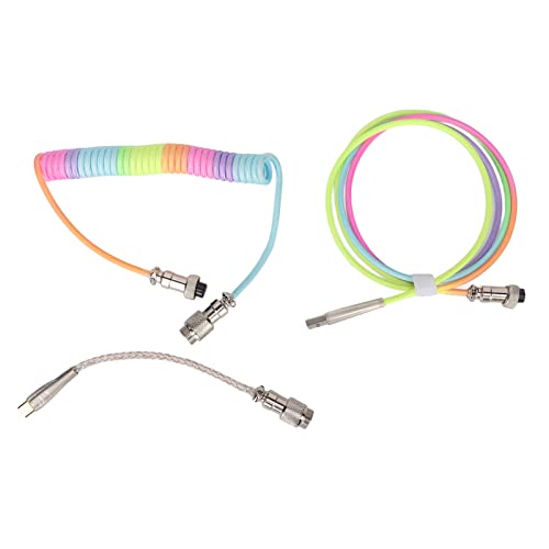 Holigie Gaming -Tastatur -Spulenkabel, Gradientenfarbe RGB Luminous Custom Mechanical Keyboard Retractable USB C Coiled Spring Kabel für Gaming -Tastatur (Typ 3) von Holigie