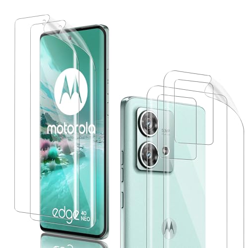 Holilo 【2+2 Stück für Motorola Edge 40 Neo für Schutzfolie und Rückseite Hinten für TPU, Ultra-HD 9H Härte Anti-Kratzen Anti-Blasenfrei Schutzfolie Displayschutzfolie Mattierter TPU-Schutzfilm von Holilo