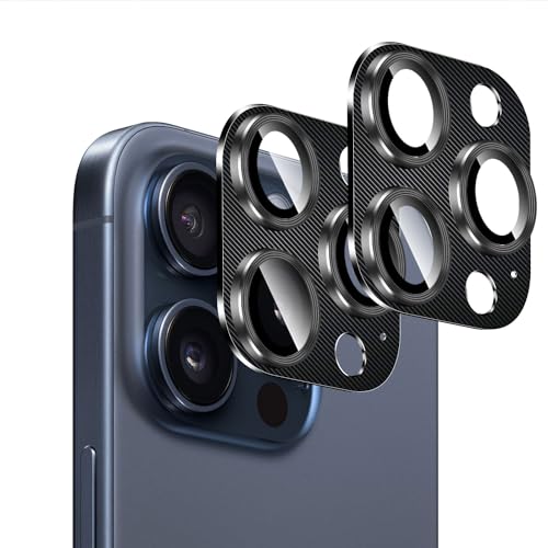 Holilo 2 Stück Schutzfolie für Panzerglas Kamera für iPhone 15 Pro/iPhone 15 Pro Max, Anti-Kratzen HD Klar 9H Härte Kamera LinseBlasenfrei Displayschutzfolie Hartglas Kameraschutz - Schwarz von Holilo