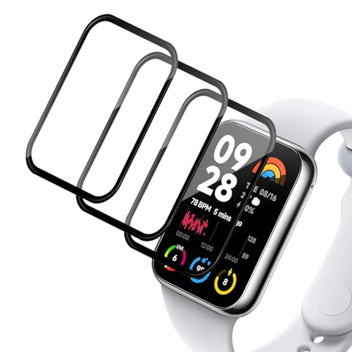 Holilo 3 Stück Schutzfolie kompatibel mit Xiaomi Smart Band 8 Pro Folie, Vollabdeckung weiche Kante Anti-Kratzen Ultra-klar 9H Härte 3D HD Blasenfreie Kratzfeste Displayschutzfolie von Holilo