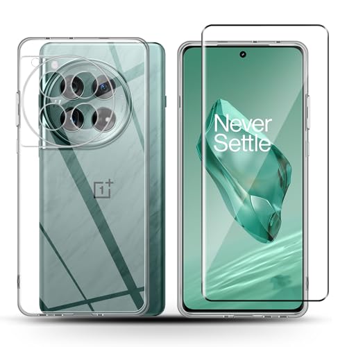 Holilo Hülle +1 Stück Panzerglas Schutzfolie für ONEPLUS 12, TPU Handyhülle Anti-Kratzer Dünn Schutzhülle 9H Härte Glas Displayschutzfolie Rundumschutz von Holilo