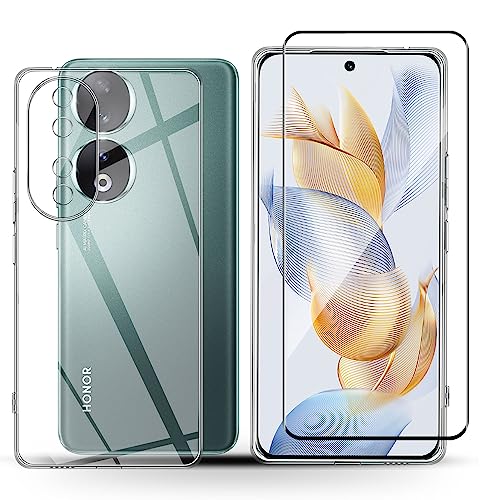 Holilo Hülle +1 Stück Panzerglasfolie Schutzfolie für Honor 90, TPU Handyhülle Anti-Kratzer Dünn Schutzhülle 9H Härte Glas Displayschutzfolie Rundumschutz von Holilo