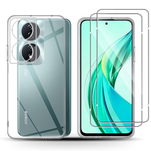 Holilo Hülle +2 Stück Panzerglas Schutzfolie für Honor 90 Smart, TPU Handyhülle Anti-Kratzer Dünn Schutzhülle 9H Härte Glas Displayschutzfolie Rundumschutz von Holilo