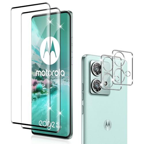 Holilo für Motorola Edge 40 Neo für Panzerglas Schutzfolie und Kamera Schutzfolie [2+2 Stück],9H Härte Anti-Kratzen Anti-Blasenfrei Panzerfolie Schutzfolie Displayschutzfolie von Holilo