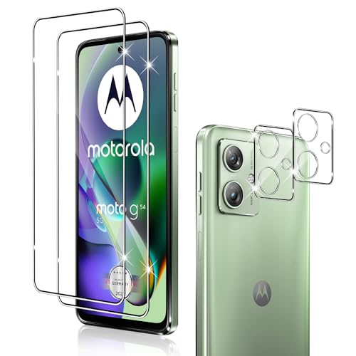 Holilo für Motorola Moto G54 für Panzerglas Schutzfolie und Kamera Schutzfolie [2+2 Stück],9H Härte Anti-Kratzen Anti-Blasenfrei Panzerfolie Schutzfolie Displayschutzfolie von Holilo