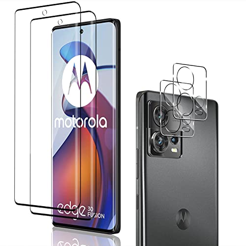 Holilo für Motorola moto edge 30 Fusion für Panzerglas Schutzfolie und Kamera Schutzfolie,【2+2 Stück】 Anti-Kratzen Ultra-klar 9H Härte Display und Kamera schützen Gehärtetes Displayschutzfolie von Holilo